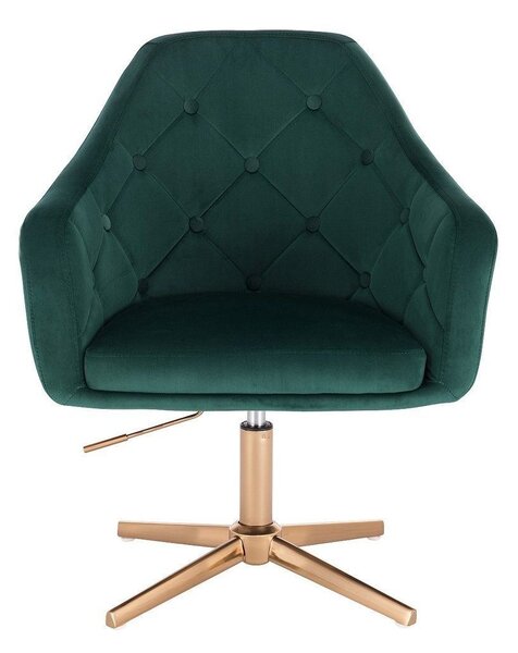 LuxuryForm DESIGN Křeslo ANDORA VELUR na zlatém kříži - zelené