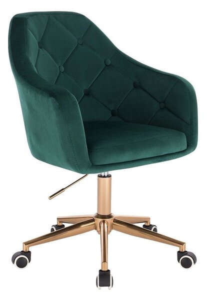 LuxuryForm DESIGN Křeslo ANDORA VELUR na zlaté podstavě s kolečky - zelené