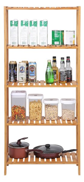 Songmics Bambusový regál 5 polic přírodní 60x130 cm