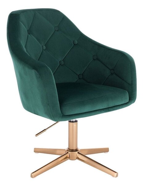LuxuryForm DESIGN Křeslo ANDORA VELUR na zlatém kříži - zelené