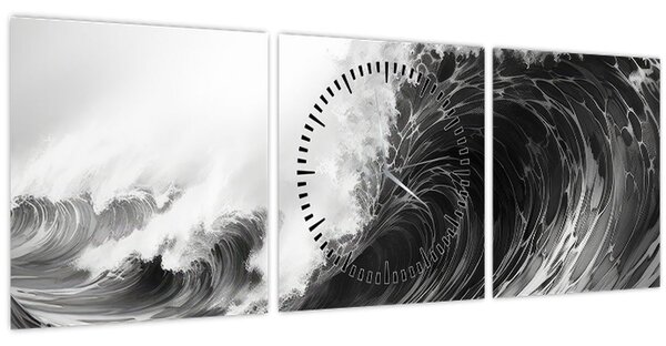 Obraz - Malba vln (s hodinami) (90x30 cm)