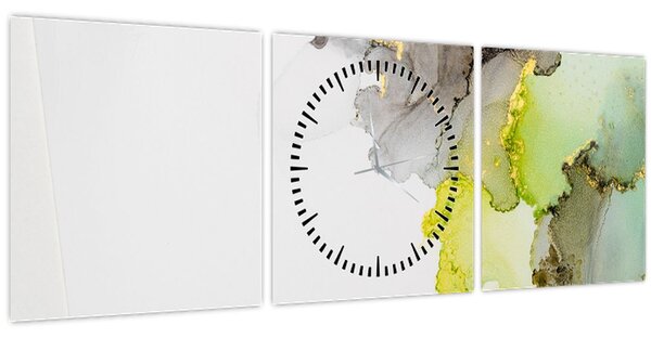 Obraz - Abstraktní umění inkoustem (s hodinami) (90x30 cm)