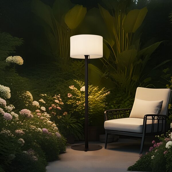 Moderní venkovní stojací lampa černá s bílým stínidlem IP44 - Mississippi