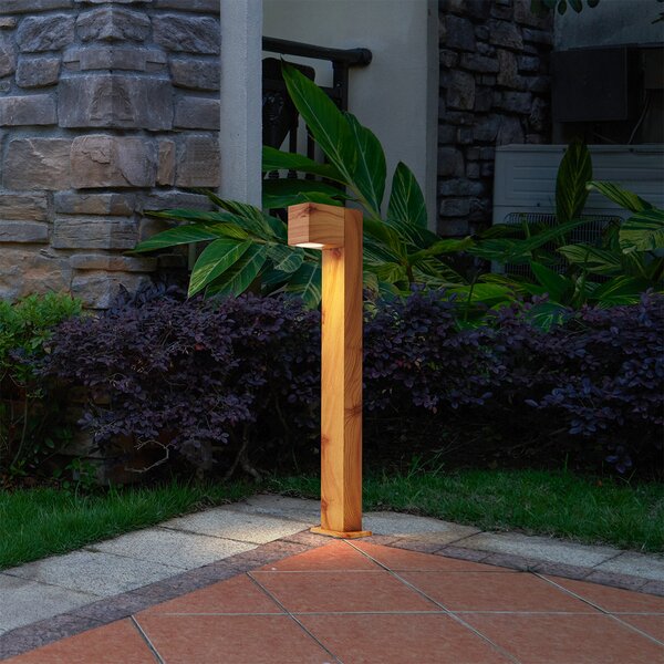 Moderní venkovní stojací lampa hliníková s potiskem dřeva 65 cm IP44 - Baleno