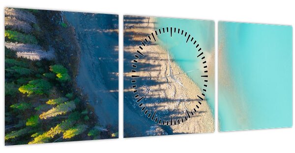 Obraz - Pohled na jezero (s hodinami) (90x30 cm)