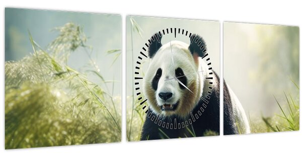 Obraz - Panda (s hodinami) (90x30 cm)