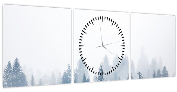 Obraz - Zamlžený les (s hodinami) (90x30 cm)