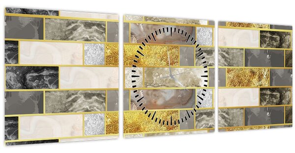 Obraz - Dekor s texturami (s hodinami) (90x30 cm)