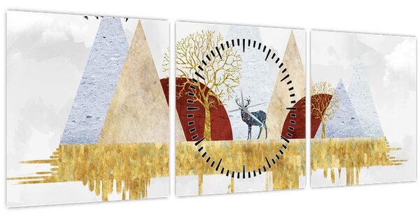 Obraz - Dekor (s hodinami) (90x30 cm)