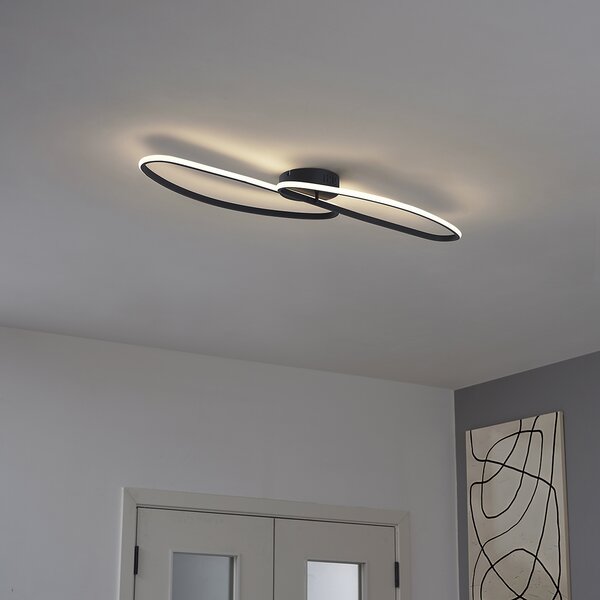 Designové stropní svítidlo matné černé 65 cm 3-krokové stmívatelné 2-světlo - Pepe