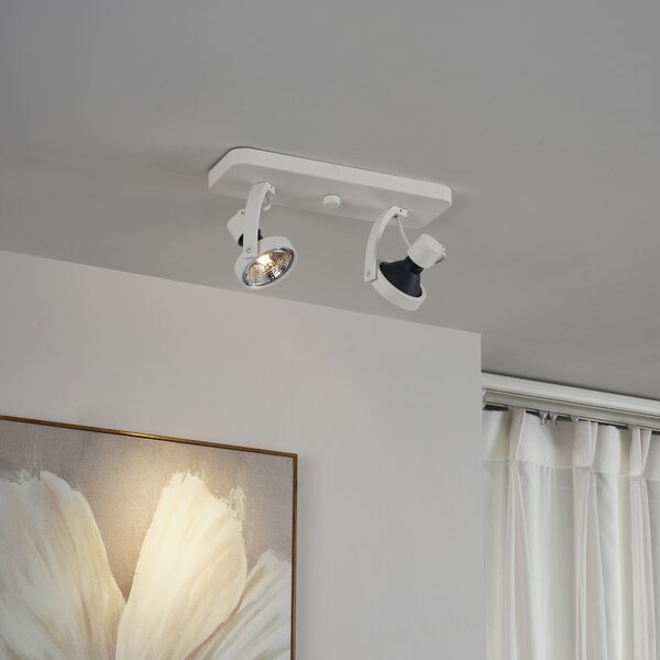 Designový stropní reflektor bílý GU10 70mm 2-světelný nastavitelný - Vo
