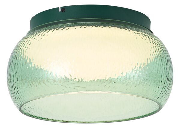 Art Deco Stropní svítidlo zelené se sklem vč. LED 3-krokové stmívatelné - Thimble