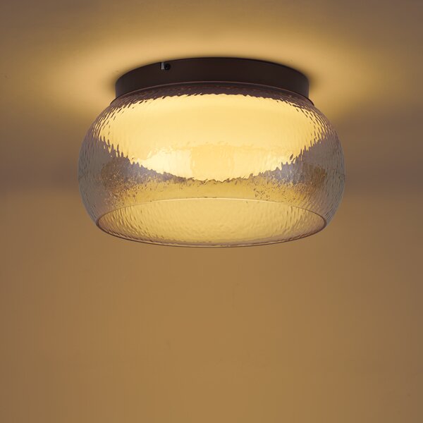 Stropní svítidlo Art Deco hnědé s jantarovým sklem vč. LED 3-stupňově stmívatelné - Thimble