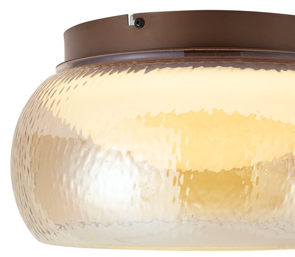 Stropní svítidlo Art Deco hnědé s jantarovým sklem vč. LED 3-stupňově stmívatelné - Thimble