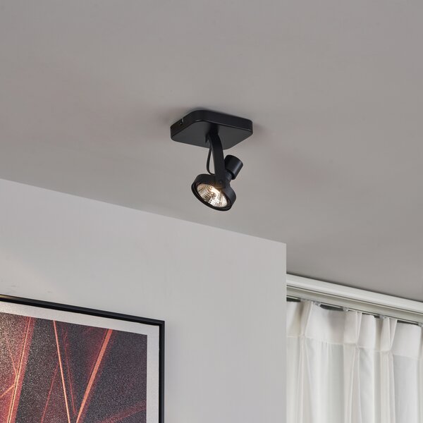 Designový stropní reflektor černý GU10 70mm otočný a naklápěcí - Vo