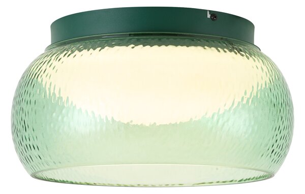 Art Deco Stropní svítidlo zelené se sklem vč. LED 3-krokové stmívatelné - Thimble