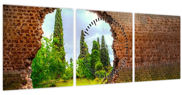 Obraz - Zahrada Eden (s hodinami) (90x30 cm)