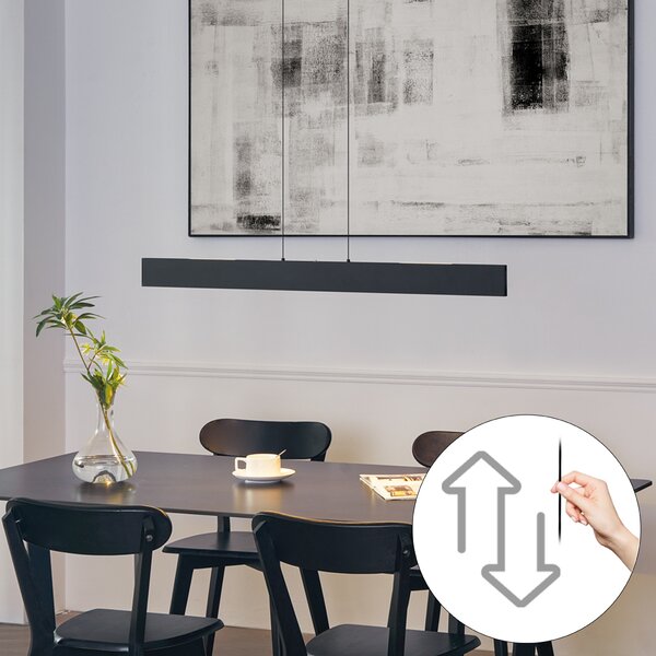 Moderní závěsné svítidlo černé vč. LED 3-stupňové stmívatelné Easylift - Straight