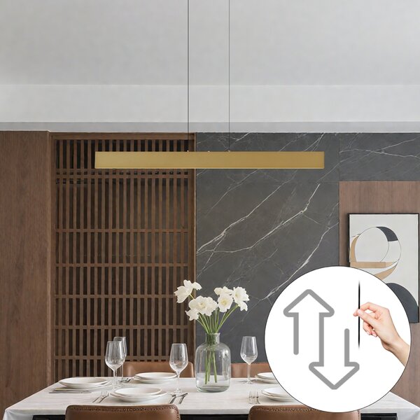 Moderní závěsné svítidlo mosazné vč. LED 3-stupňové stmívatelné Easylift - Straight