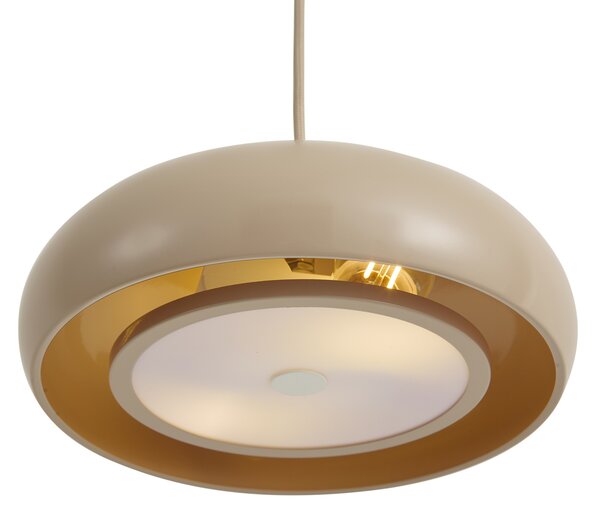 Retro závěsná lampa taupe s kovovým stínidlem dvouzdrojová - Macaron
