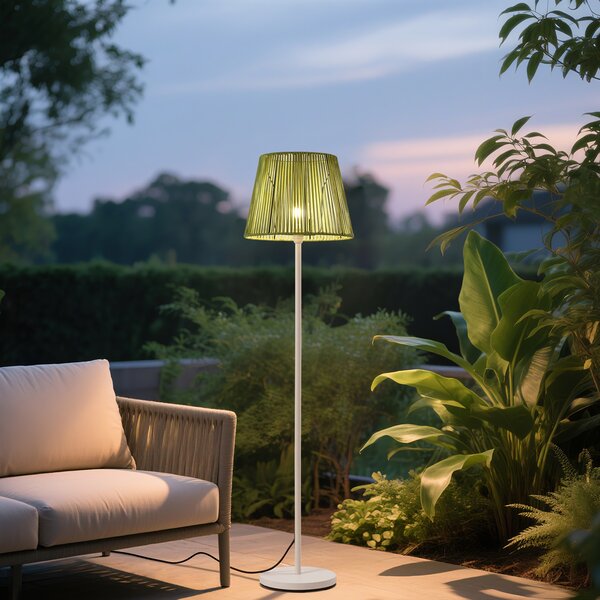 Venkovní stojací lampa bílá se zeleným lanovým stínidlem IP44 - Virginia Jayla