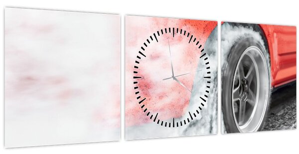 Obraz - Závodní auto (s hodinami) (90x30 cm)