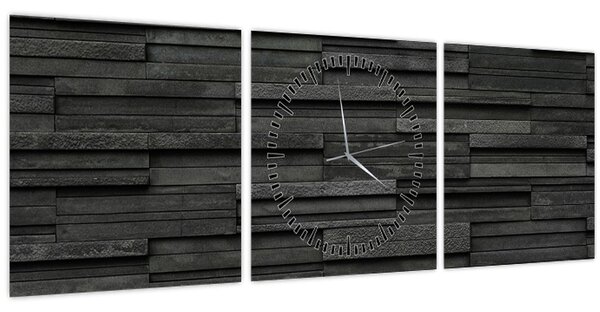 Obraz - Kamenná textura (s hodinami) (90x30 cm)