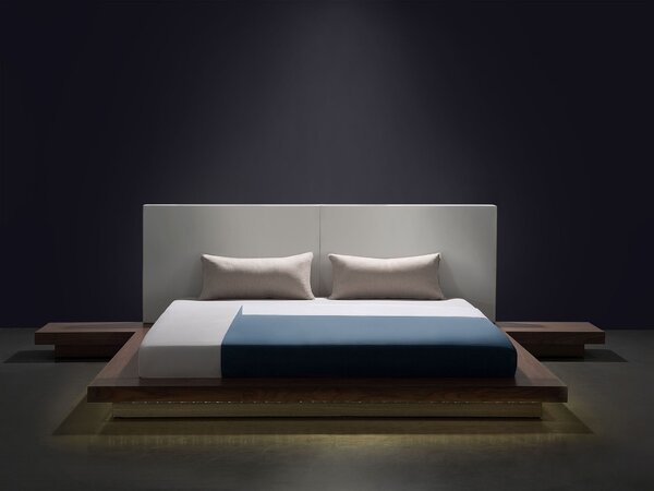 LED postel ZEN 160 x 200 cm Hnědý jasan
