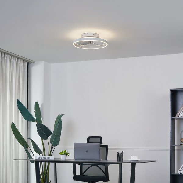 Stropní ventilátor bílý 50 cm vč. LED stmívatelný s dálkovým ovládáním - Maddy