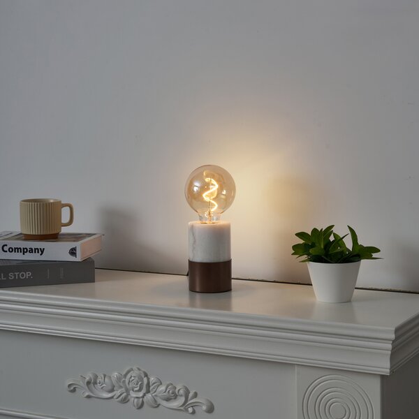 Moderní stolní lampa bronzová s bílým mramorem - Marissa