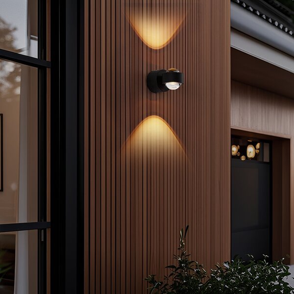 Designová nástěnná lampa černá vč. LED IP44 - Lens