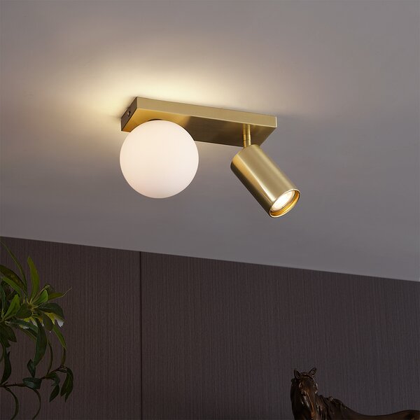 Moderní stropní svítidlo mosazné 2-světelné naklápěcí - Lesly