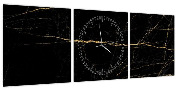 Obraz - Mramorová textura (s hodinami) (90x30 cm)