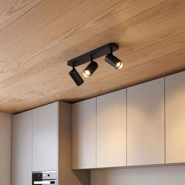 Moderní stropní svítidlo černé 3-světelné GU10 70mm - Jeana Luxe
