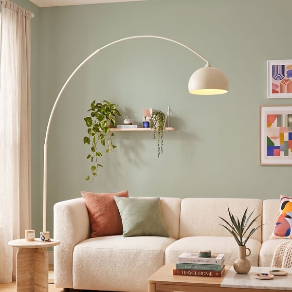 Moderní oblouková lampa béžová s mramorovým podstavcem - XXL