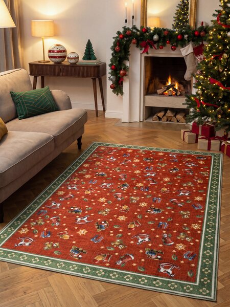 Villeroy & Boch 160x230 cm Kusový koberec Villeroy & Boch Toy's delight 106499 Red Green, červená, obývací pokoj
