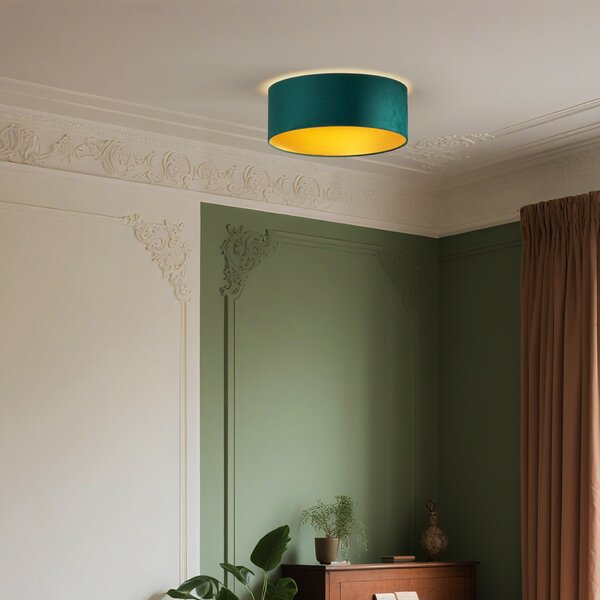 Moderní stropní svítidlo zelený samet 40 cm vč. LED 3-stupňové stmívatelné - Sue