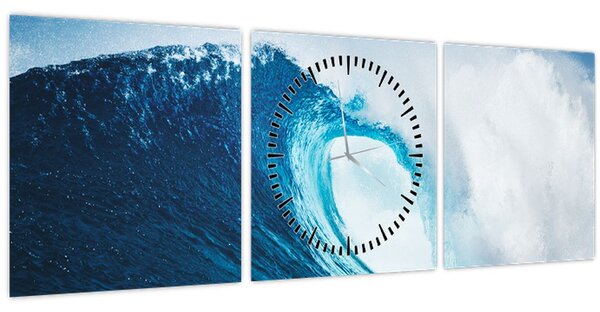 Obraz - Vlna oceánu (s hodinami) (90x30 cm)