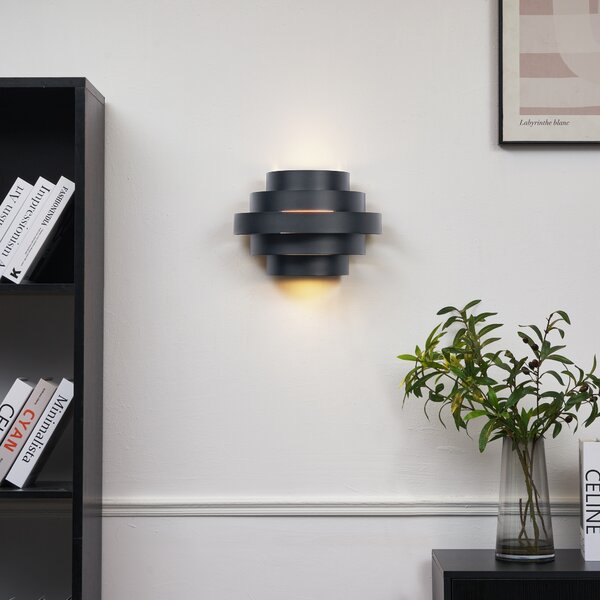 Moderní nástěnné svítidlo černé vč. LED s 3-stupňovým stmíváním - Lines