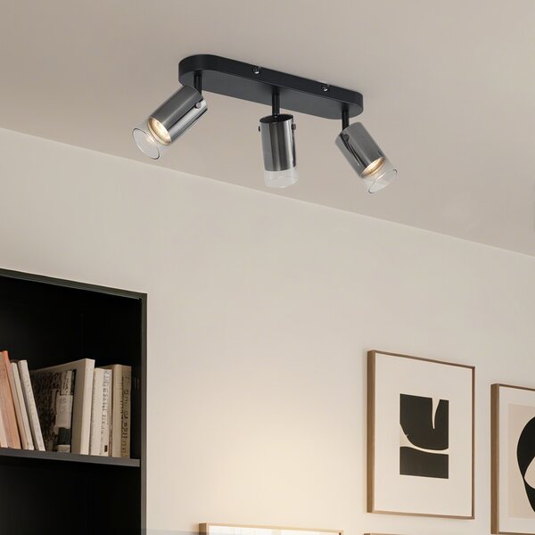 Moderní stropní bodové svítidlo Gunmetal 3-světla otočné a nastavitelné - Drain