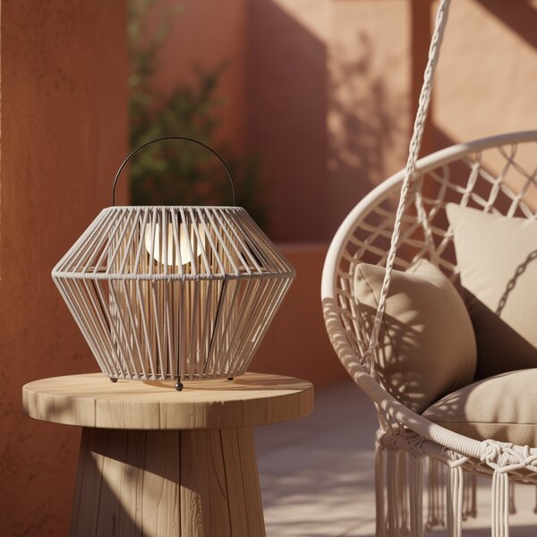 Bohemian stolní lampa šedá vč. LED 3-stupňové stmívatelné IP54 solární dobíjecí - Duco