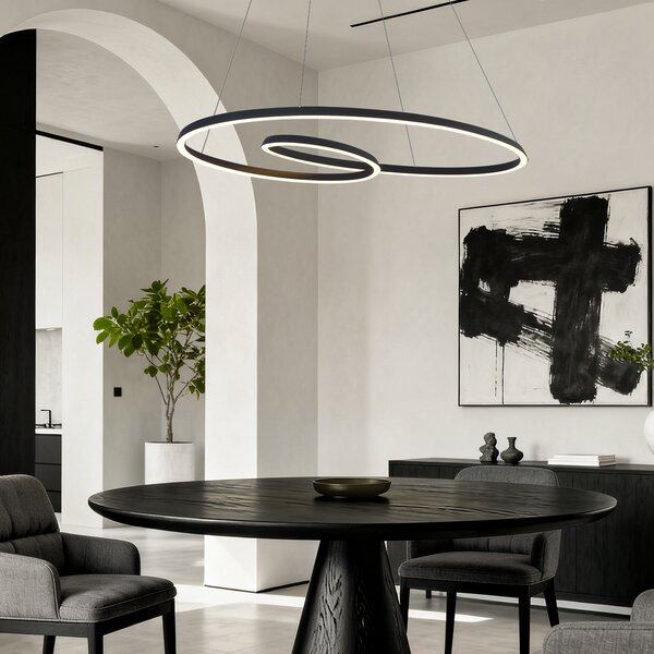Skandinávské závěsné svítidlo černé 110 cm vč. LED s 3-krokovým stmíváním - Circuit