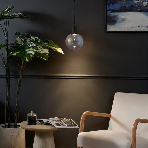 Designová závěsná lampa černá s duhovým sklem 20 cm - Mallon