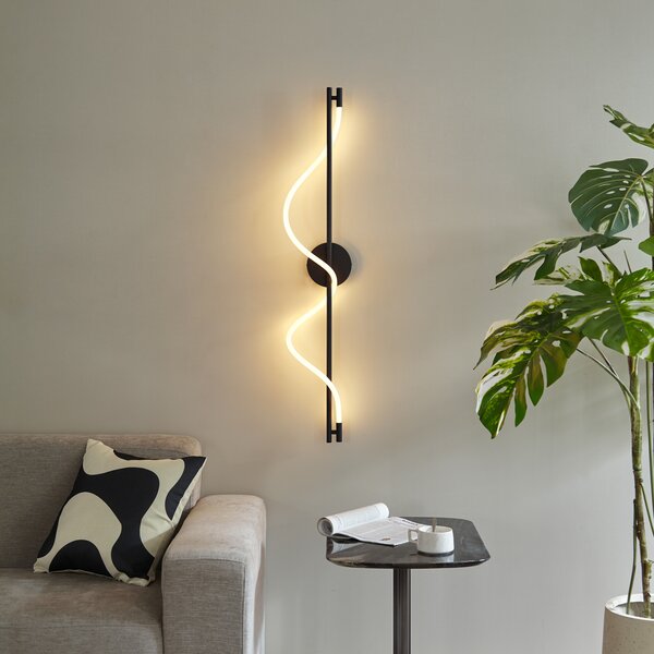 Moderní nástěnné svítidlo černé vč. LED 3-stupňové stmívatelné - Twirl