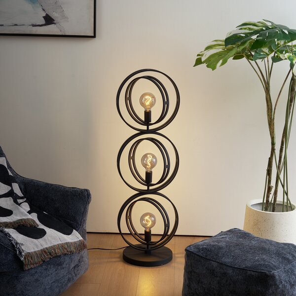 Moderní stojací lampa černá 3-světla - Indu