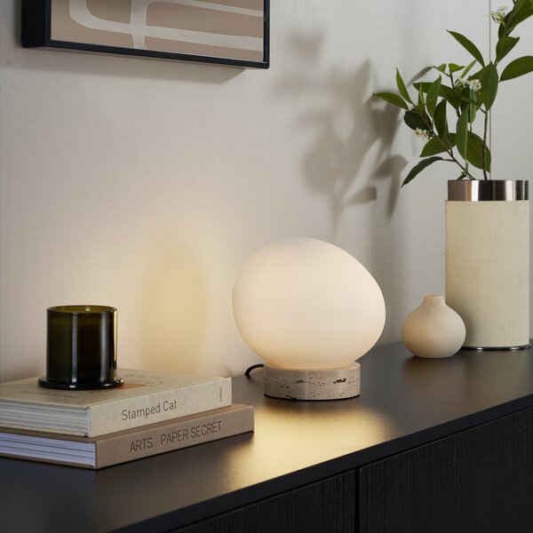 Japandi stolní lampa béžová s opálovým sklem - Sally