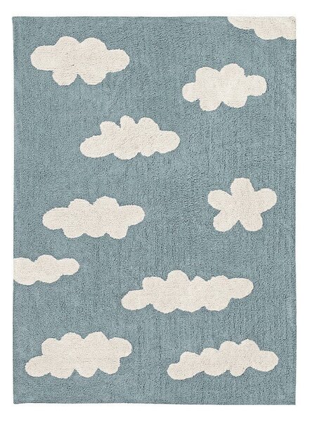 Modrý pratelný ručně tkaný bavlněný dětský koberec 120x160 cm Clouds Vintage Blue – Lorena Canals