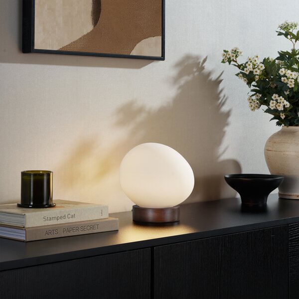 Japandi stolní lampa dřevěná s opálovým sklem - Sally