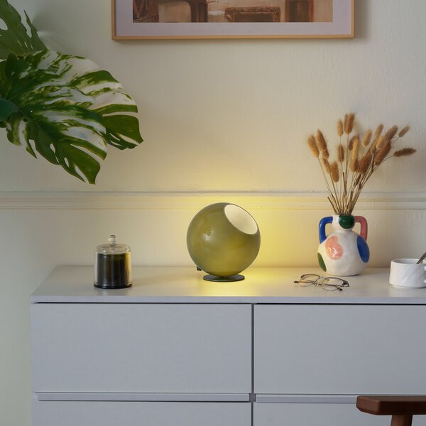Retro stolní lampa zelená se sklem - Mabel
