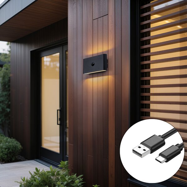 Nástěnná lampa černá Lux senzor magnetická vč. LED dobíjecí - Batt